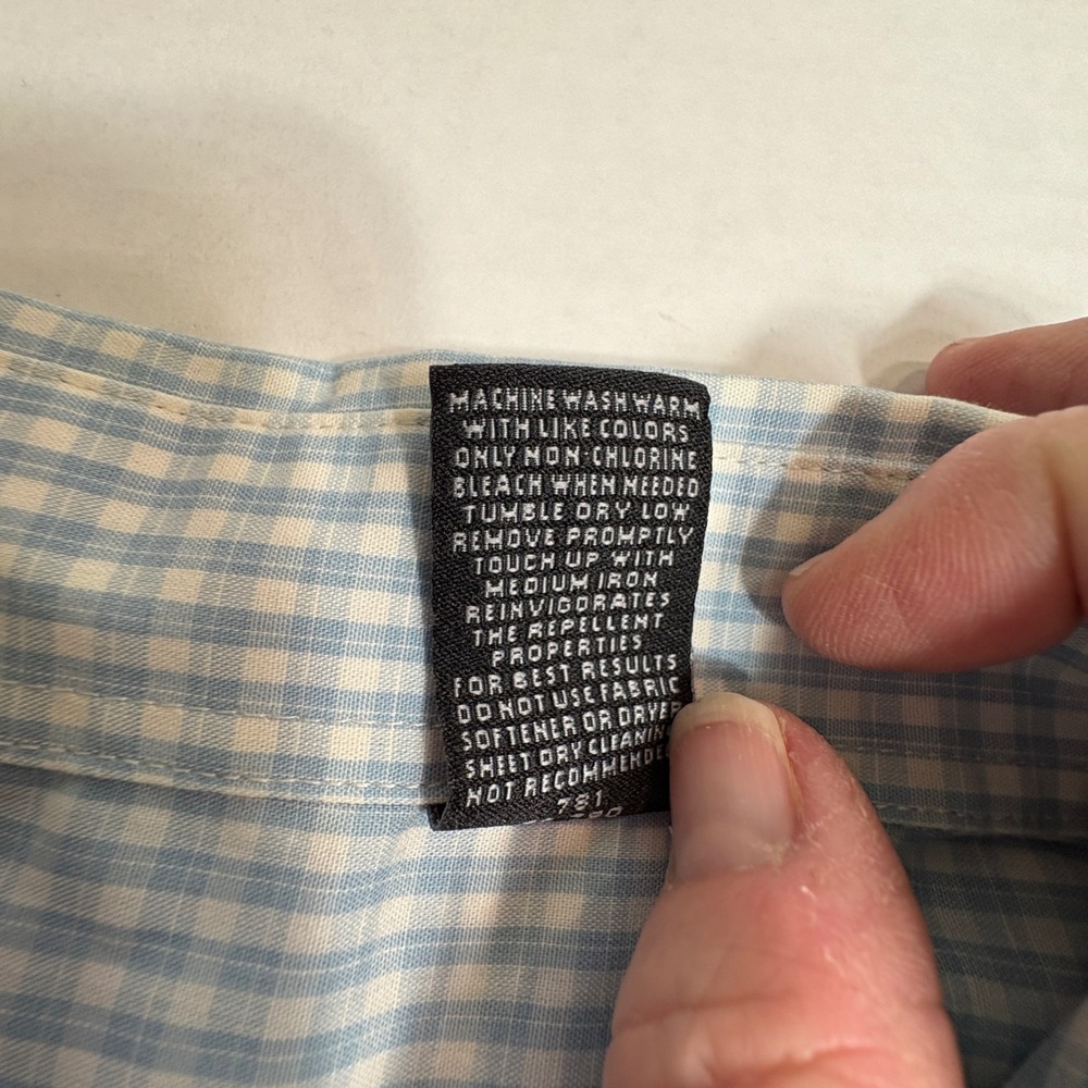 Van Heusen Men's XL (17–17.5) Blue Gingham Short Sleeve Button Down Shirt Pocket - Picture 8 of 11
